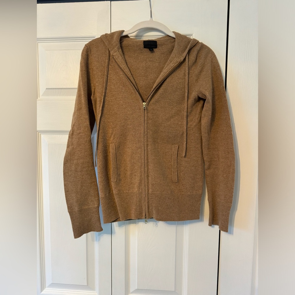 JCrew Cashmere Hoodie Heather Acorn